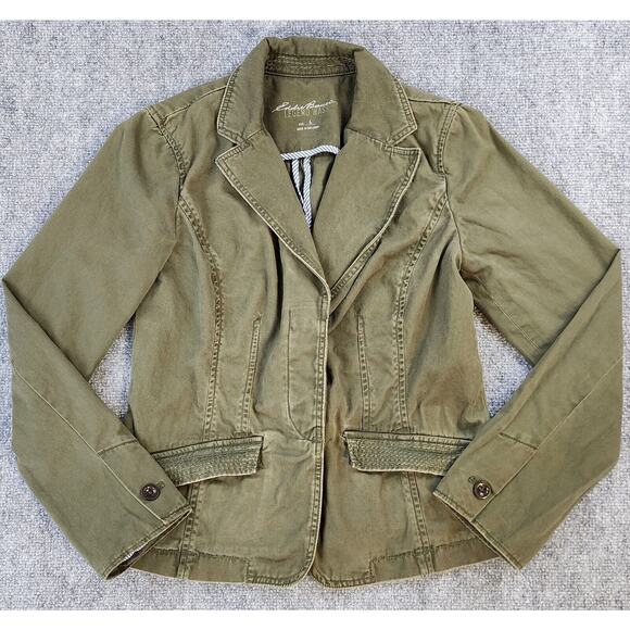 Eddie Bauer Jacket Womens 4 Green Legend Wash Two Button Lightweight Casual Work - Picture 1 of 14